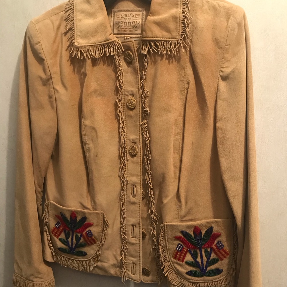 Vintage genuine leather jacket 4th July Flag